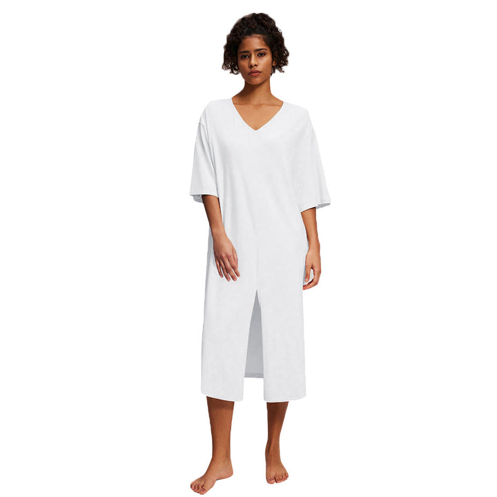 Robe midi décontractée pour femme avec décolleté en V profond et fente latérale Chic & Stil