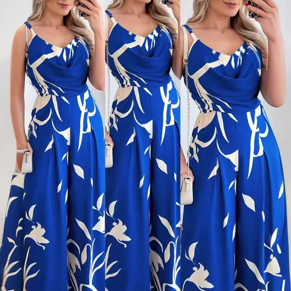 Ladies Fluid Jumpsuit with Floral Print Lune London