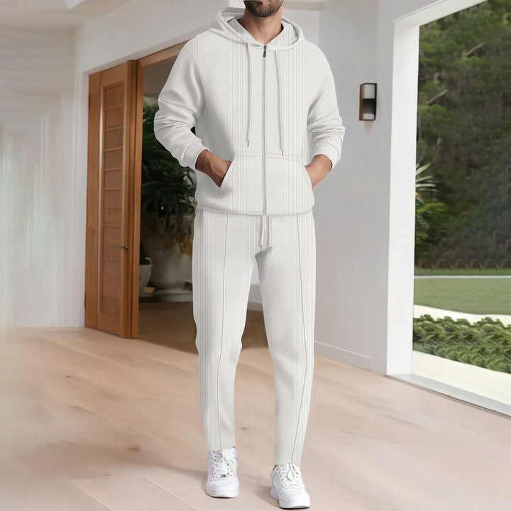 Men's leisure hoodie set and jogger pants with modern chic and style design