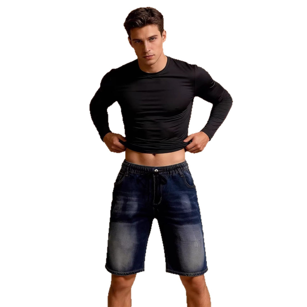 Men's comfortable denim shorts with elastic waistband and casual design Lune London