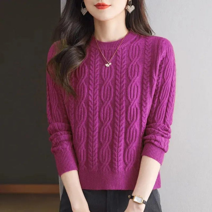 Knit sweater for women with embossed pattern and high collar Lune London