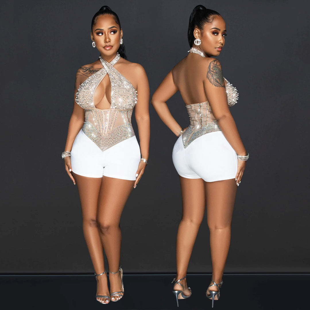 Ladies Cut-Out Chic Decorated Jumpsuit Style