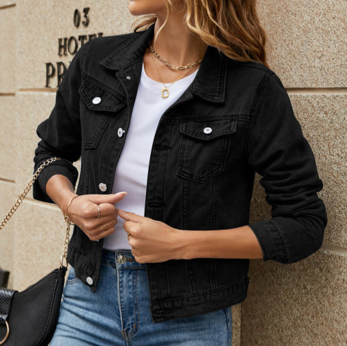 Classic denim jacket for women in chic couture style