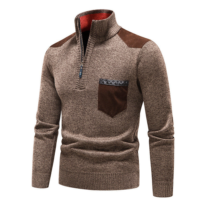 High-quality knitted sweater for men with modern zipper and practical chest pocket Lune London