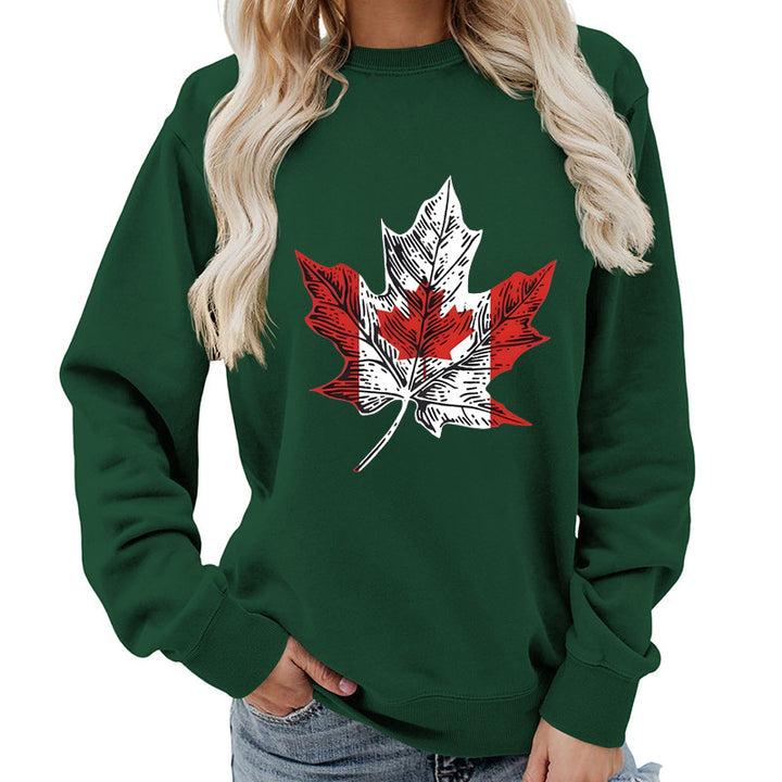Sweat-shirt pour femmes avec motif créatif de feuille d'érable et coupe confortable Chic & Stil