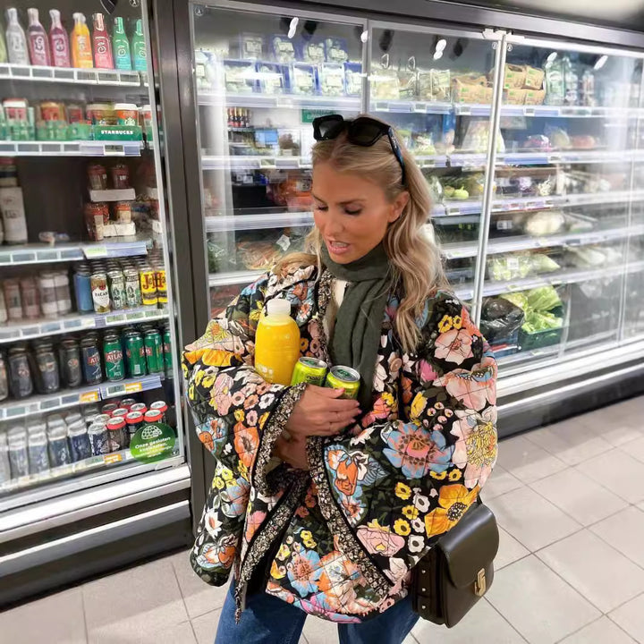 Floral patterned quilted jacket for women Lune London