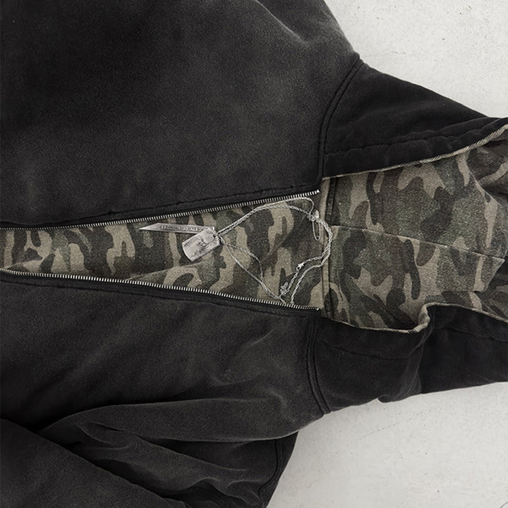 Veste bomber camouflage décontractée pour femmes avec double matériau Chic & Stil