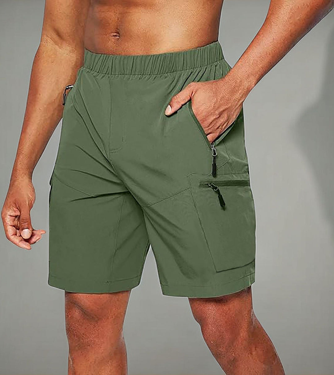 Functional shorts for men with elastic waist and practical zip pockets Lune London