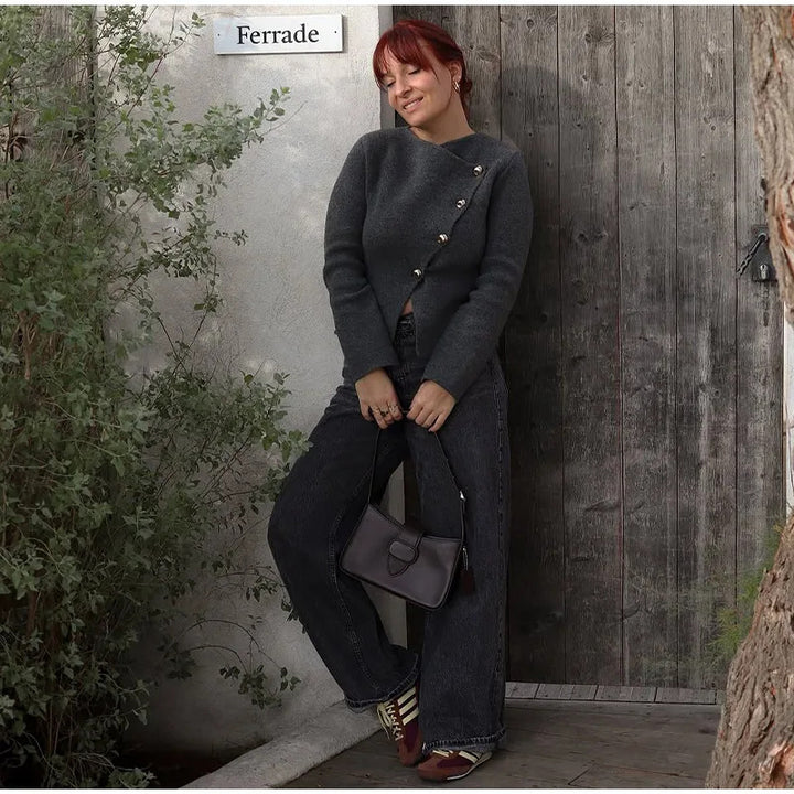 Chic blazer dress for women with gold buttons Lune London