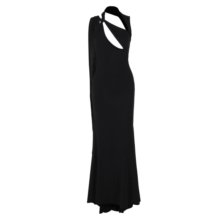 Maxi dress for women with asymmetric cut and refined neckline Lune London