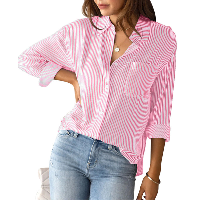 Women's Casual Shirt Blouse with Fine Stripes and Casual Cut Lune London