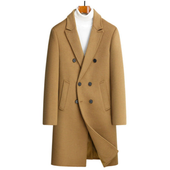 Elegant wool coat for men with double-breasted and decorative lapel Lune London