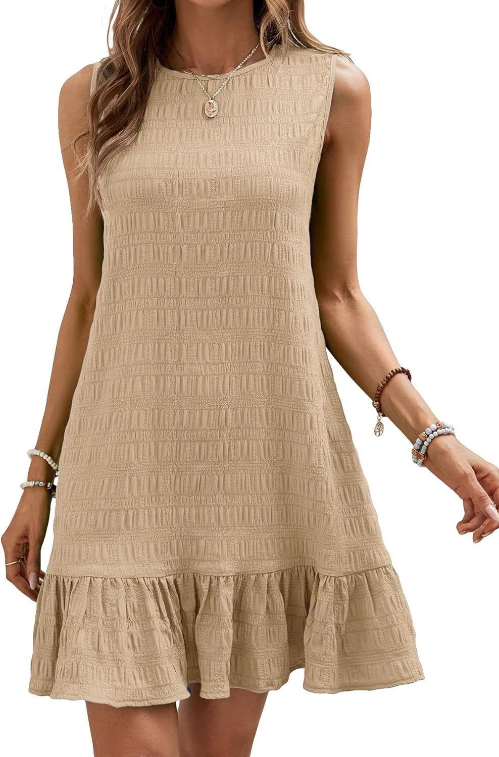 Casual dress for women with ruffled hem and textured fabric Lune London