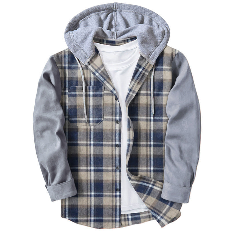 Casual flannel shirts for men with hood and two patch pockets Lune London