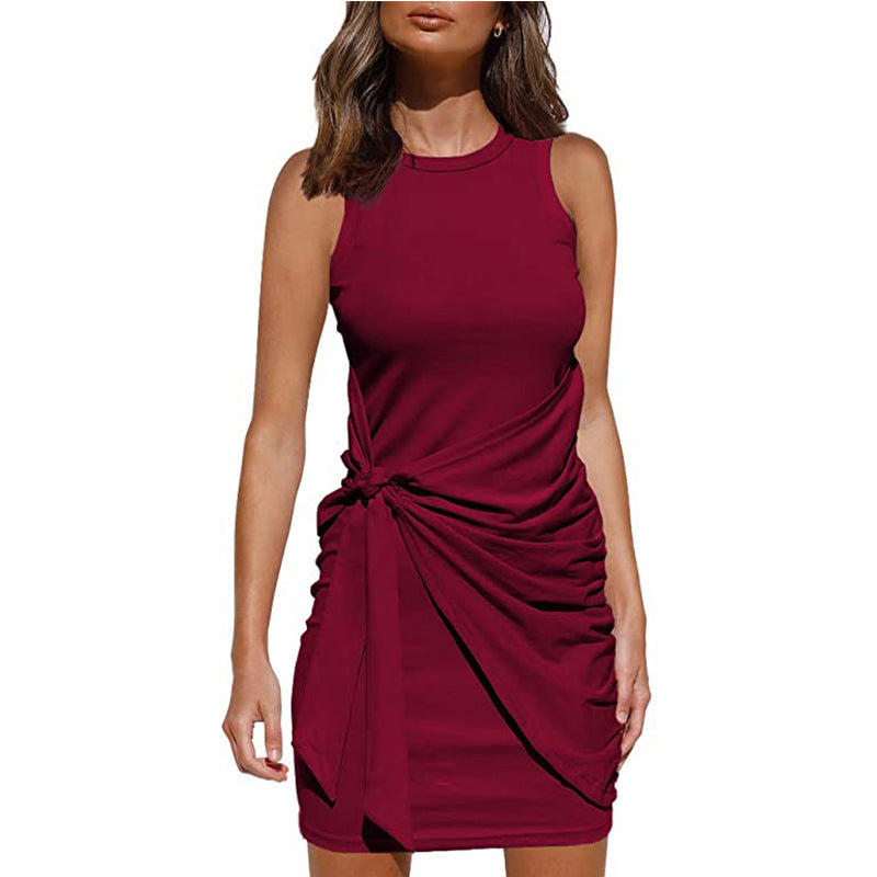 Chic and Stylish Draped Twisted Sleeveless Mini Dress