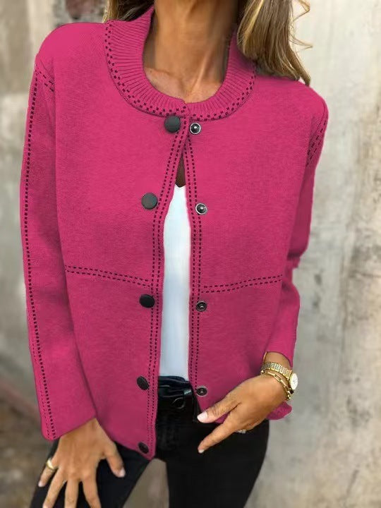 Women's knit jacket with button placket and elegant neckline Lune London
