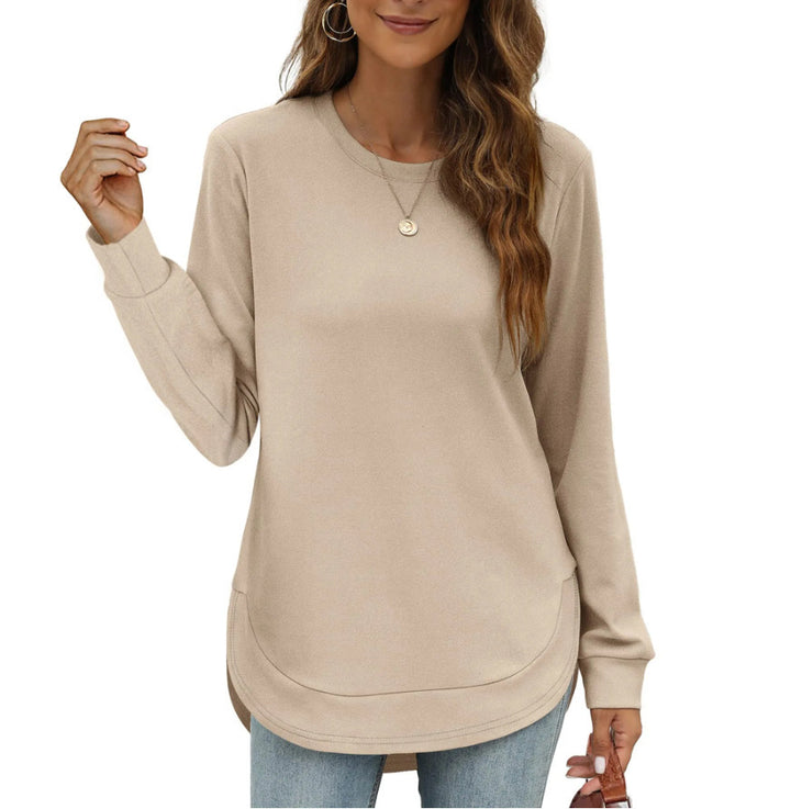 Casual women's long sleeve sweater with curved hem Lune London