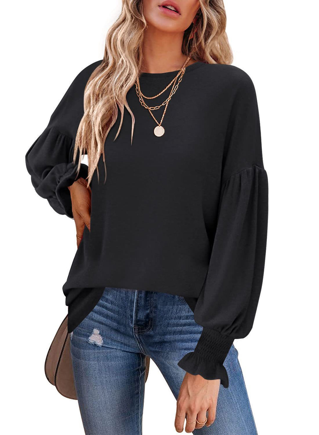 Ladies trendy sweater with balloon sleeves Lune London