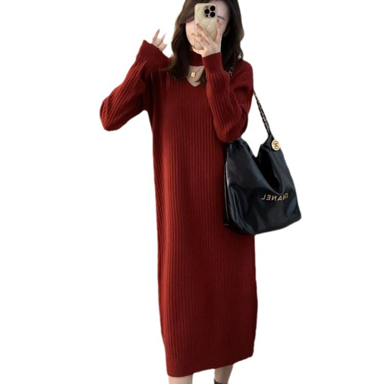 Robe tricotée pour femme avec décolleté en V profond et design en côtes élégant Chic & Stil