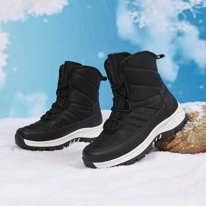 Women's waterproof winter boots, padded, with non-slip sole and elastic quick-lacing system Lune London