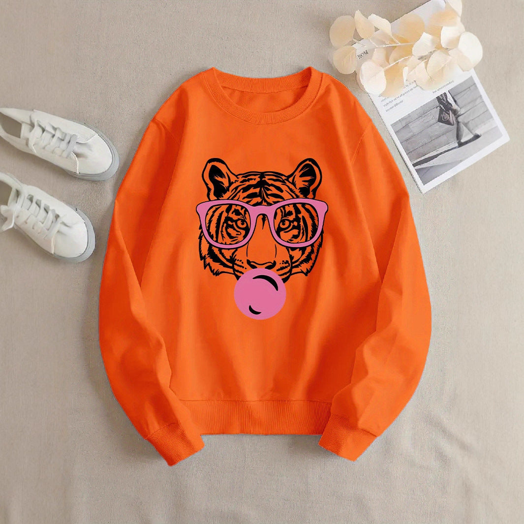 Sweat-shirt pour femmes avec design de tigre créatif et coupe décontractée Chic & Stil