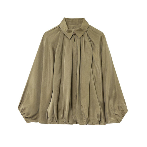 Blouse plissée pour femmes avec col montant élégant Chic & Stil
