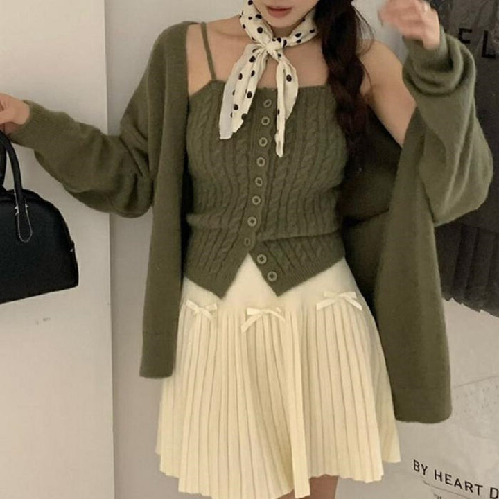 Ensemble en tricot pour femmes avec patte de boutonnage et design décontracté Chic & Stil