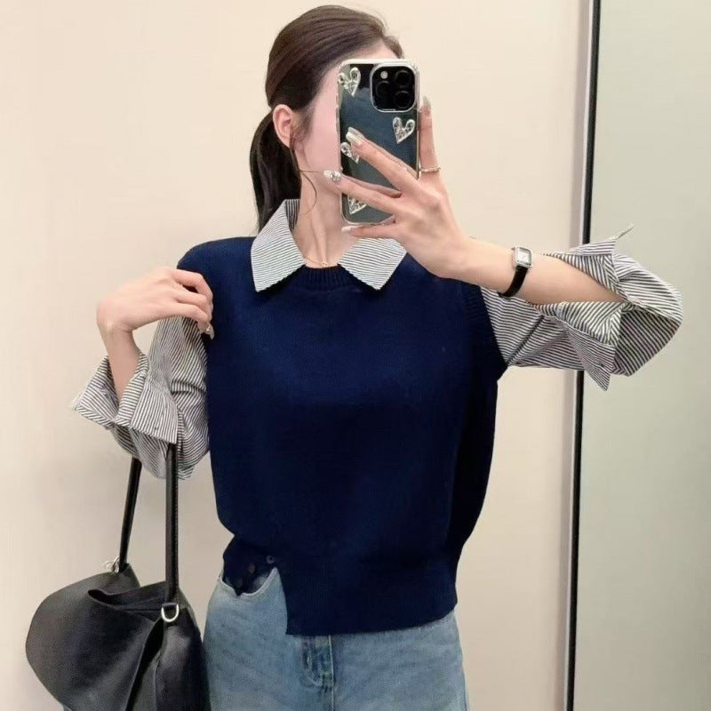 Pull décontracté pour femmes avec des manches de chemise élégantes et un look texturé Chic & Stil