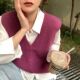 Ladies Knit Vest with V-Neck and Stylish Buttons Lune London