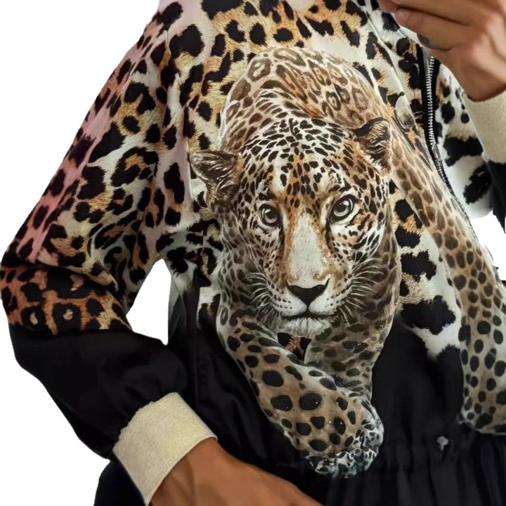 Women’s bomber jacket with animal print and elastic edges Lune London