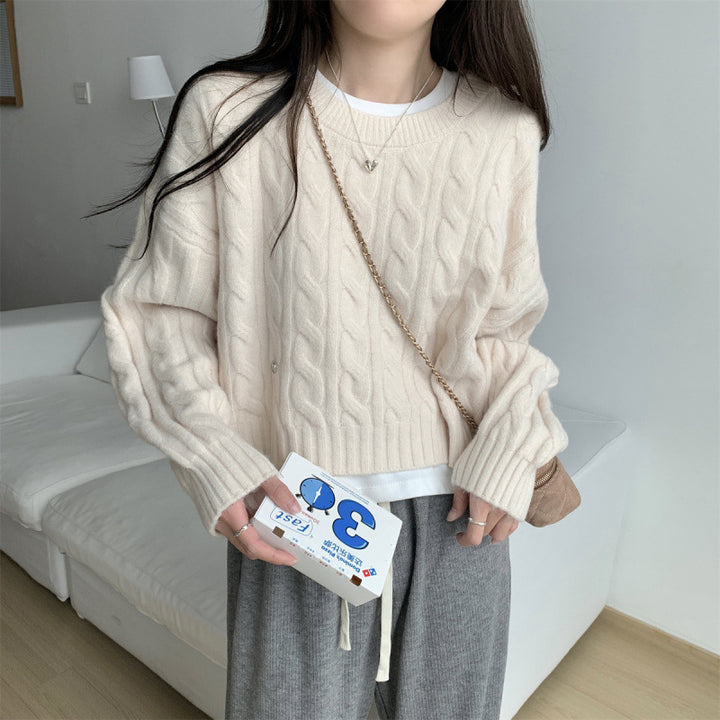 Pull chunky en tricot pour femmes avec une coupe décontractée et un motif en câbles Chic & Stil