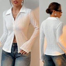 Textured button top for women Lune London