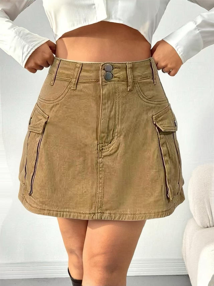 Women's denim mini skirt with patch pockets and modern details Lune London