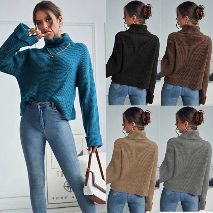 Ladies High Quality Knit Sweater with High Neck and Structured Design Lune London