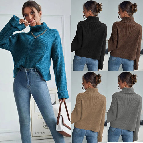 Ladies High Quality Knit Sweater with High Neck and Structured Design Lune London