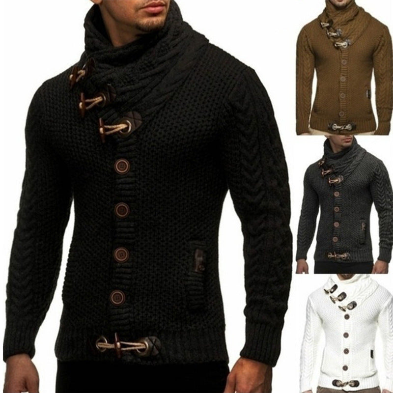 Men's Cardigan with Asymmetrical Collar Lune London
