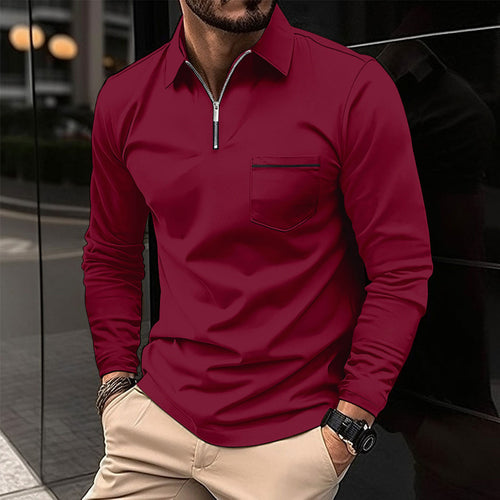 Men's long sleeve shirt with zipper and chest pocket Lune London