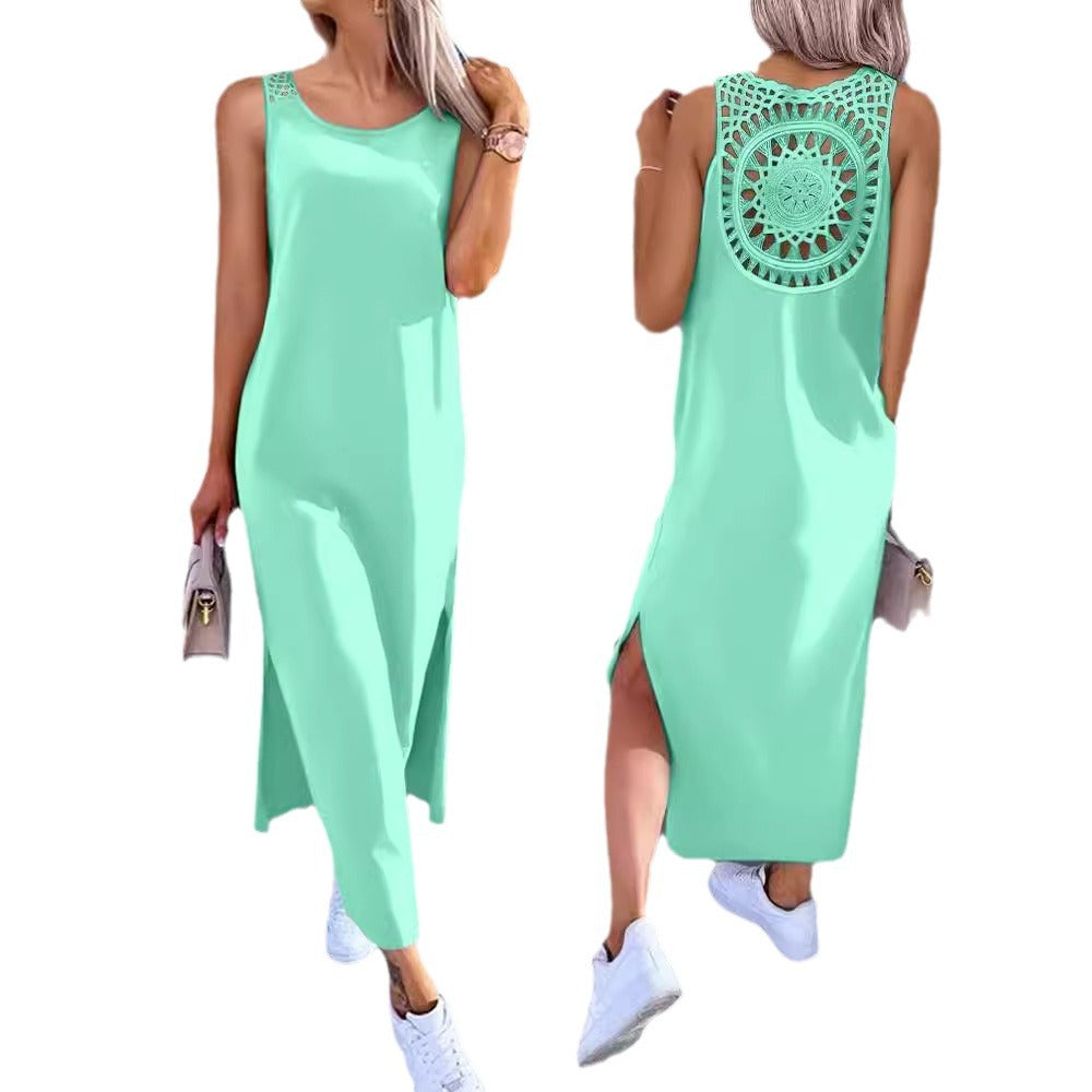 Ladies Elegant Maxi Dress with Chic Back Details and Style