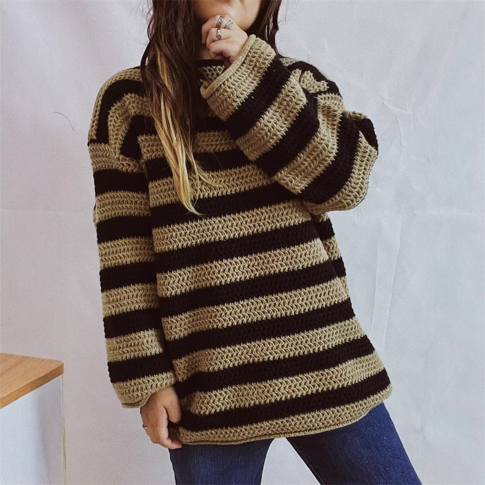 Pull surdimensionné en tricot pour femmes avec motif à larges rayures Chic & Stil