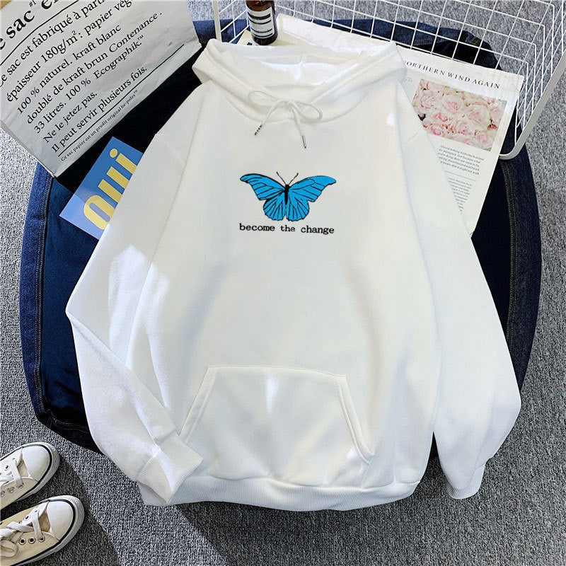 Women's hoodie with short cut and unique butterfly motif Chic & Stil