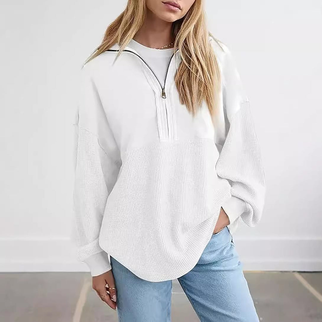Women's casual sweatshirt with high collar and textured design Lune London