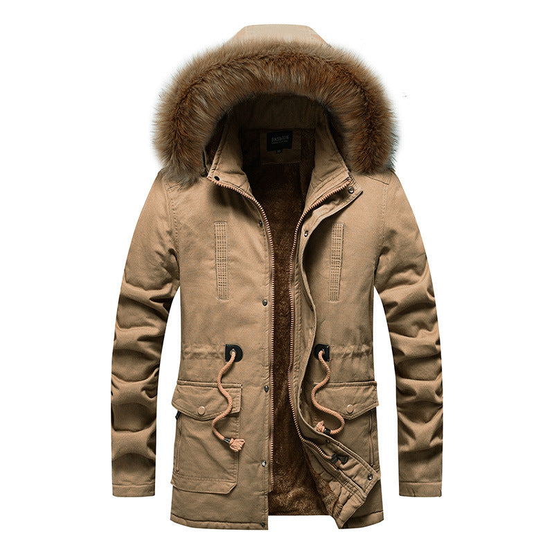 Men's heated winter jacket with removable faux fur collar Lune London