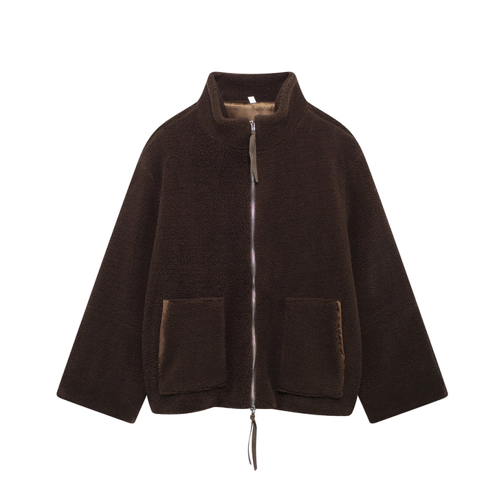 Ladies Cozy Fleece Jacket with High collar and Practical Pockets Lune London