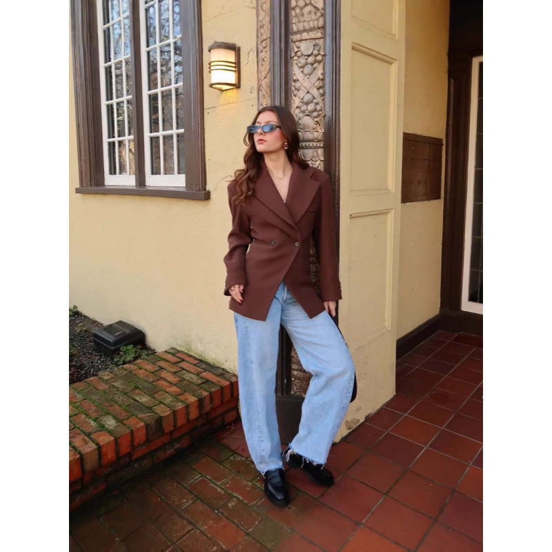 Ladies Elegant Oversized Blazer with Lined Design Lune London