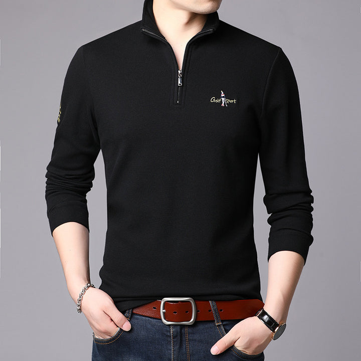 Men's high collar pullover with modern zipper and fine texture Lune London