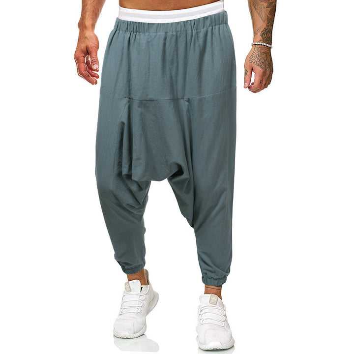 Light harem pants for men with elastic waistband and side pockets Lune London