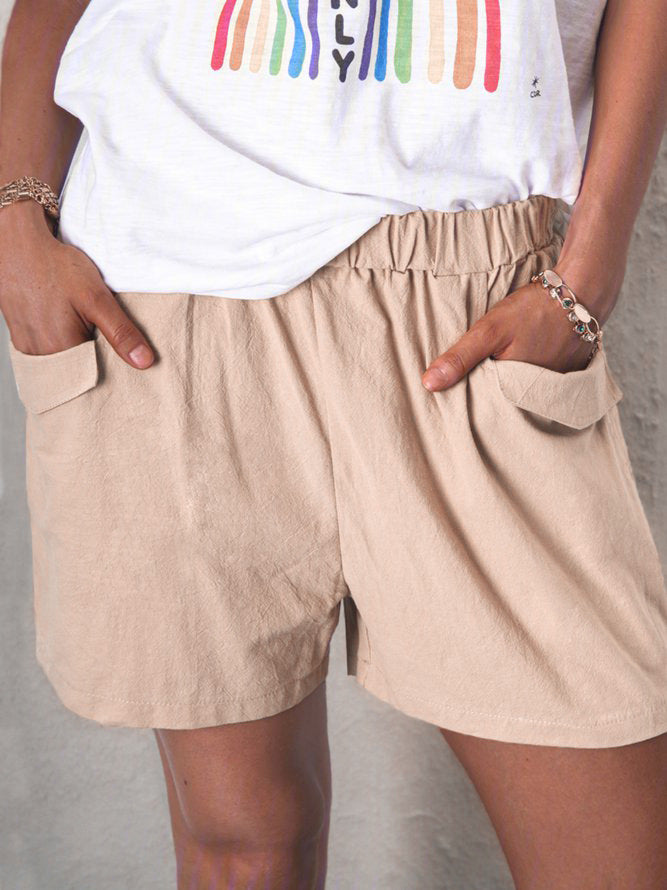 Women's High Waist Leisure Shorts with Chic Pockets and Style