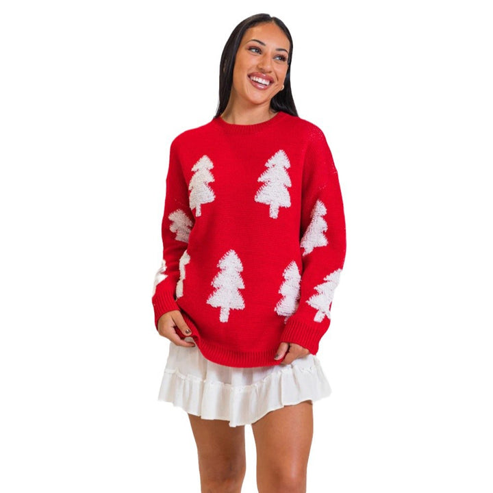Knit sweater for women with an elaborate tree design Lune London