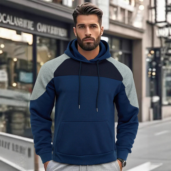 Hooded sweatshirt for men with innovative design and striped sleeves Lune London