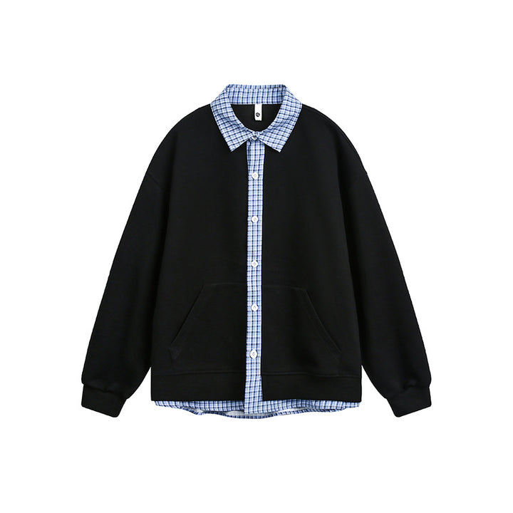 Ladies Oversized Casual Hoodie with Chic Shirt Collar